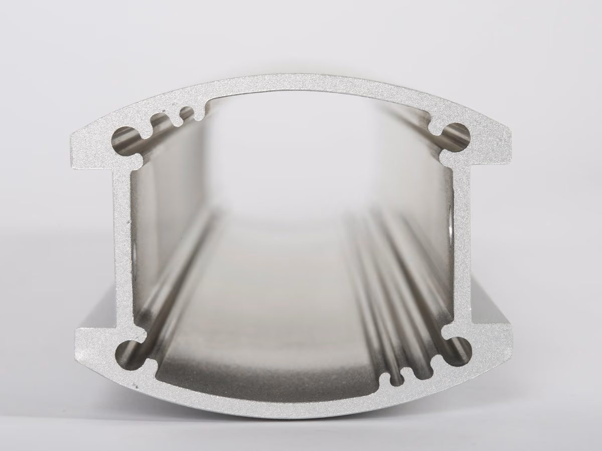 Aluminum extrusion, cut end showing the profile section