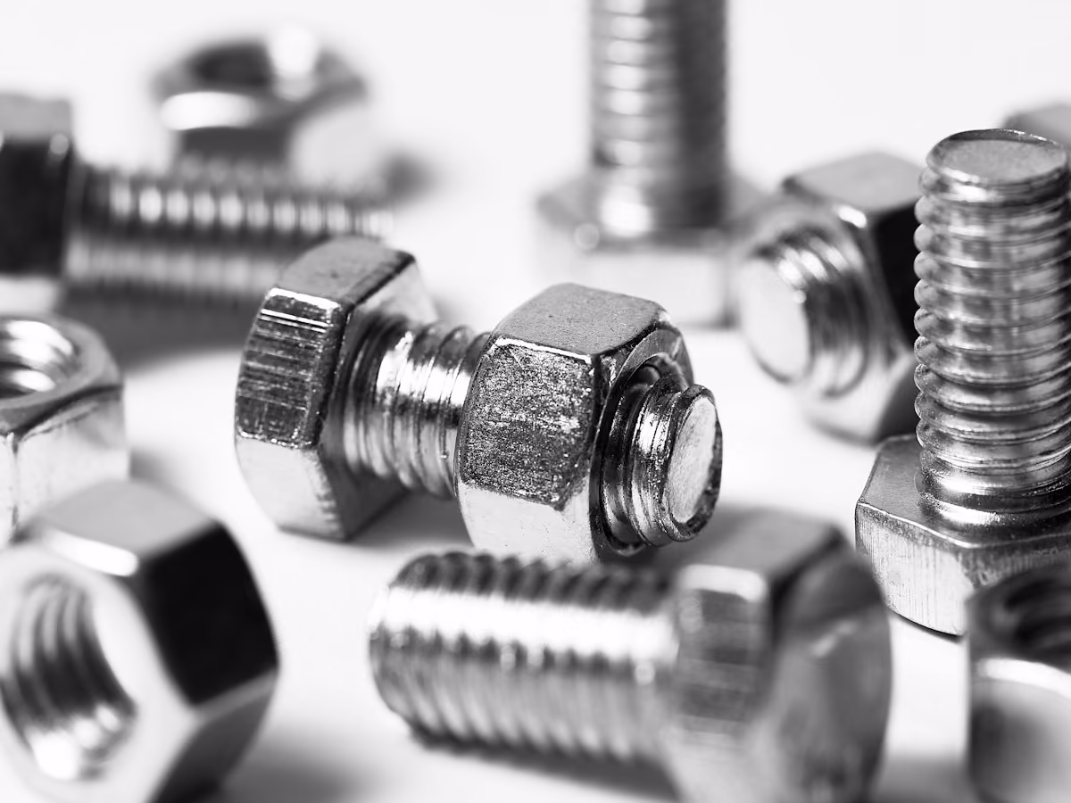 Steel hex bolts and nuts